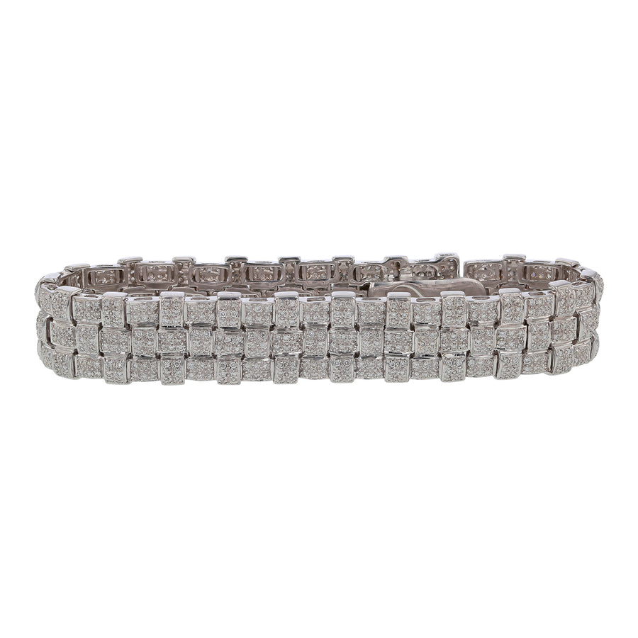 Diamond 3 Row Bracelet in 18k White Gold