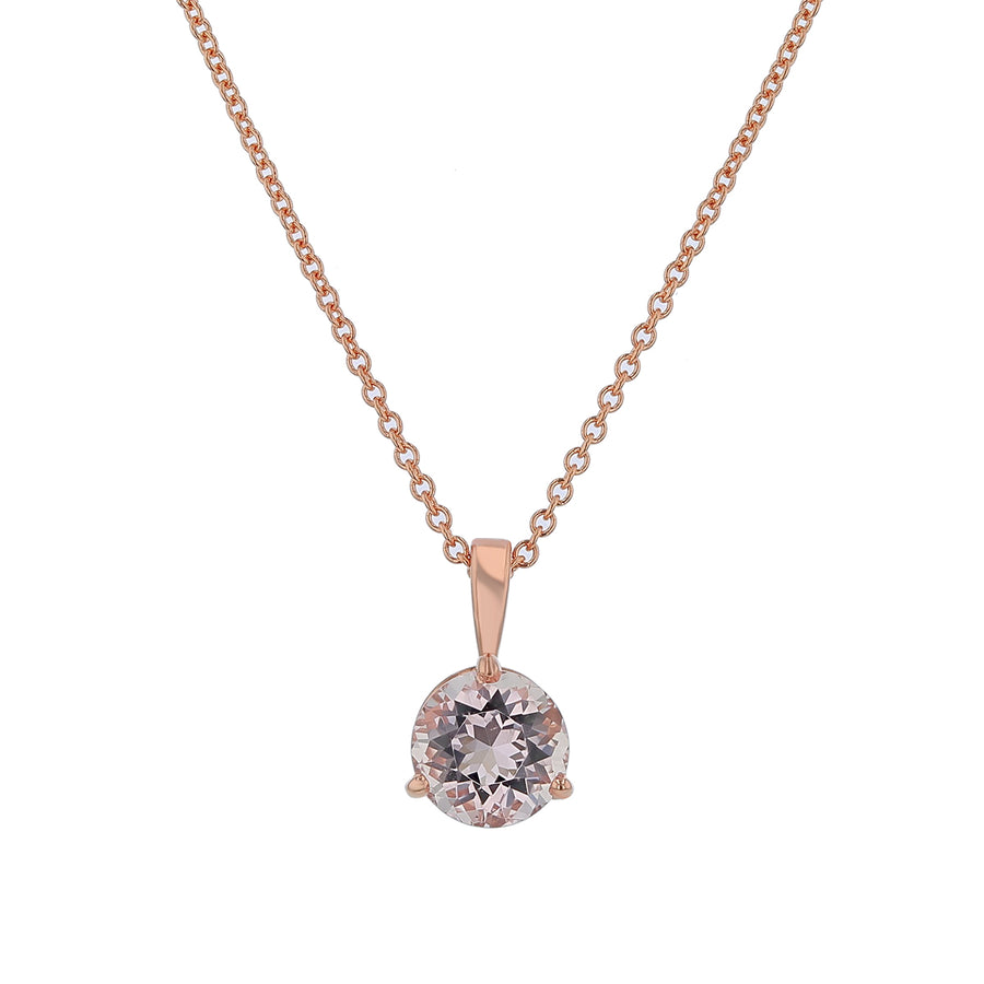 1.38ct Round Nigerian Morganite Pendant in 14K Rose Gold, 18"
