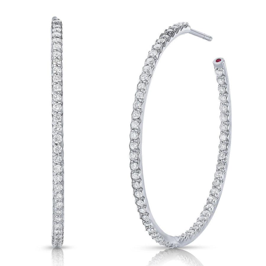 Perfect Diamond 1.10ct Diamond 35mm X-Large Hoop Earrings in 18K White Gold