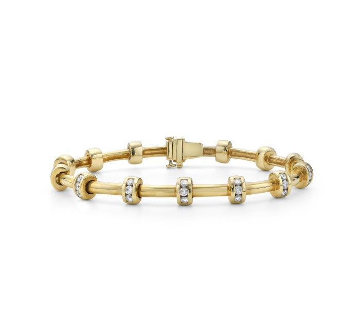 Signature 1.87ct Diamond Station Tube Bracelet in 18K Yellow Gold