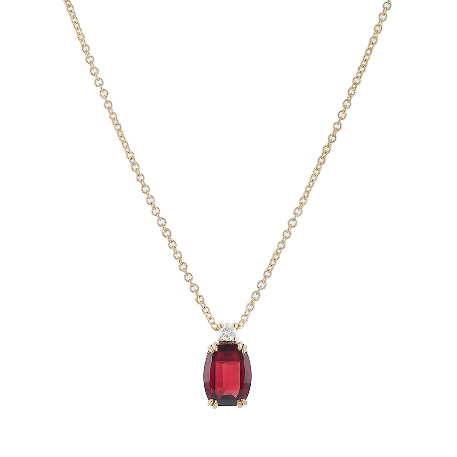 2.82ct Garnet and 0.08ct Diamond Pendant in 14K Yellow Gold, 18" chain