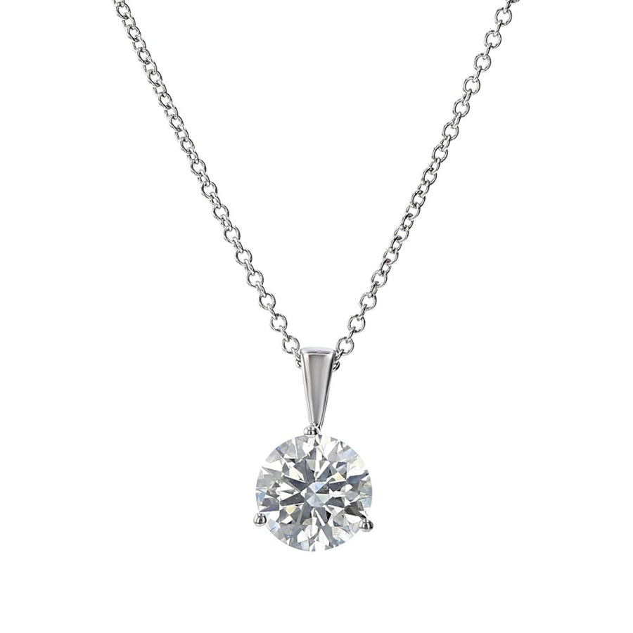 1.51ct Fire & Ice Round Brilliant Diamond Solitaire Pendant with Chain in 18K White Gold, 18"