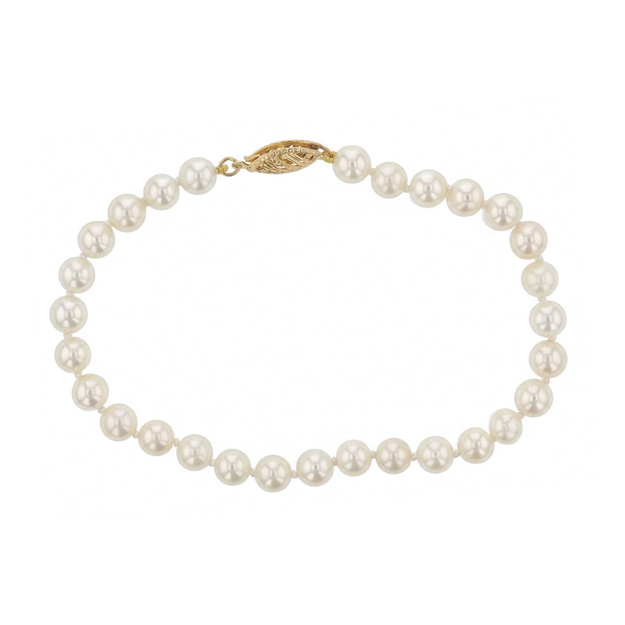 5mm Cream Rose Pearl Bracelet in 14K Yellow Gold, 7"