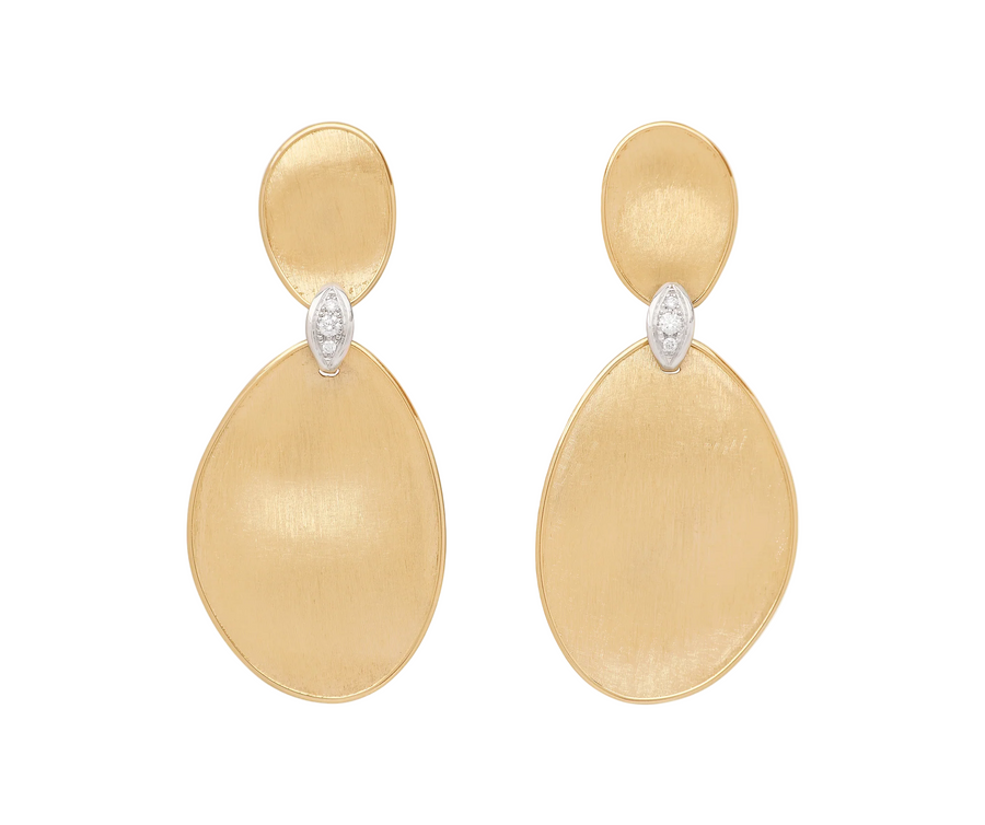Lunaria 0.10ct Diamond Two-Drop Earrings in 18K Yellow and White Gold, Large