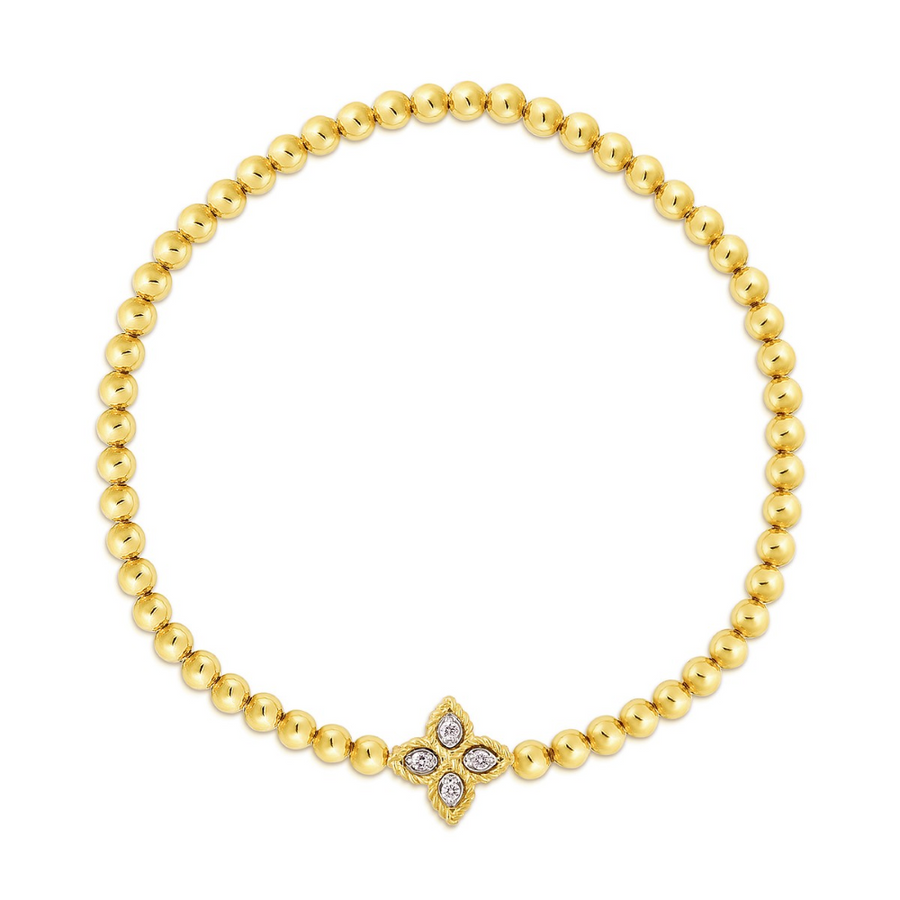 Princess Flower Diamond Petite Bracelet in 18K Yellow Gold, 7in