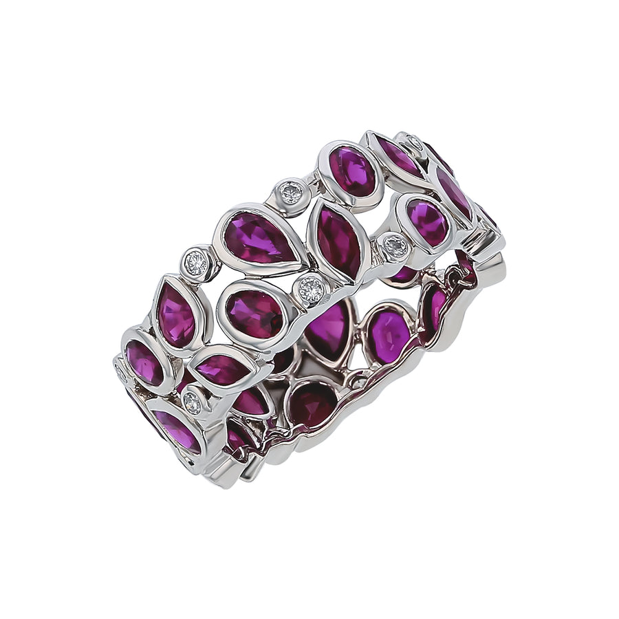 Robert Procop 3.99ct Ruby and 0.19ct Diamond Eternity Ring in Platinum, size 7