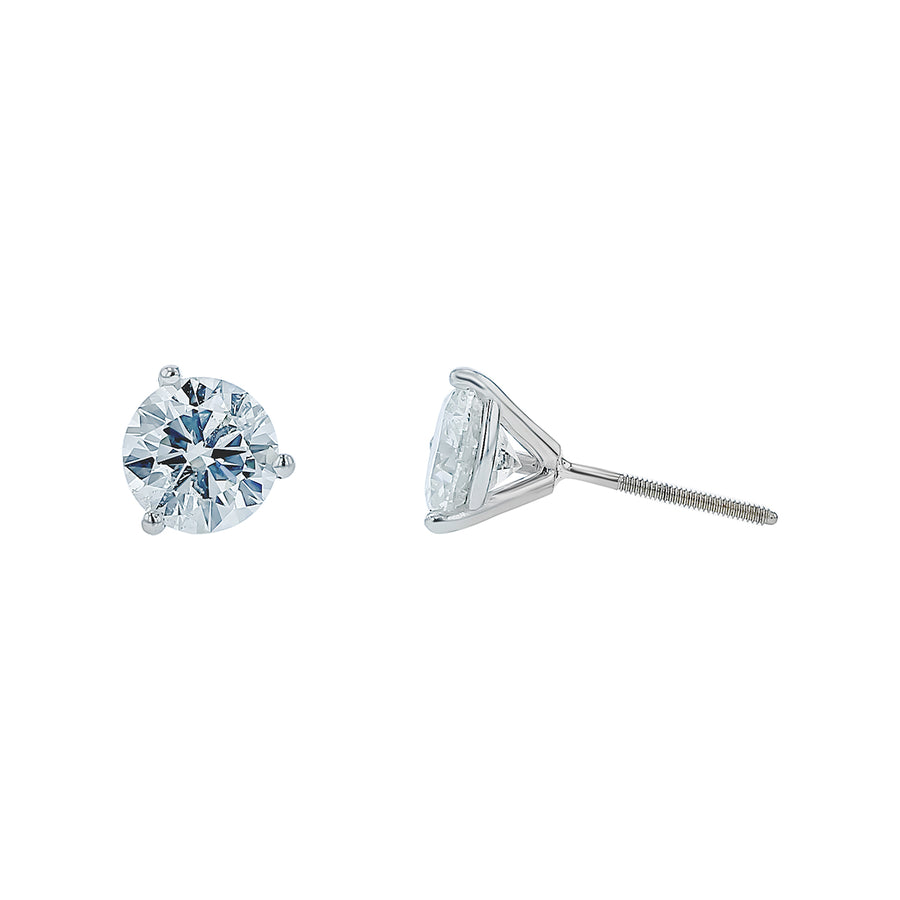 1.99ct Diamond 3 Prong Stud Earrings in 14K White Gold