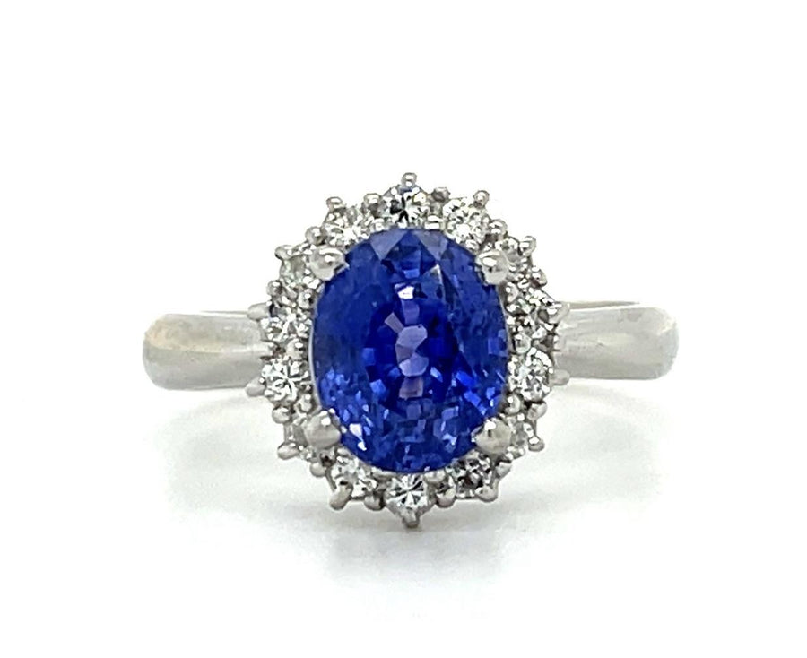 2.77ct Sapphire and 0.30ct Diamond Ring in Platinum, size 6