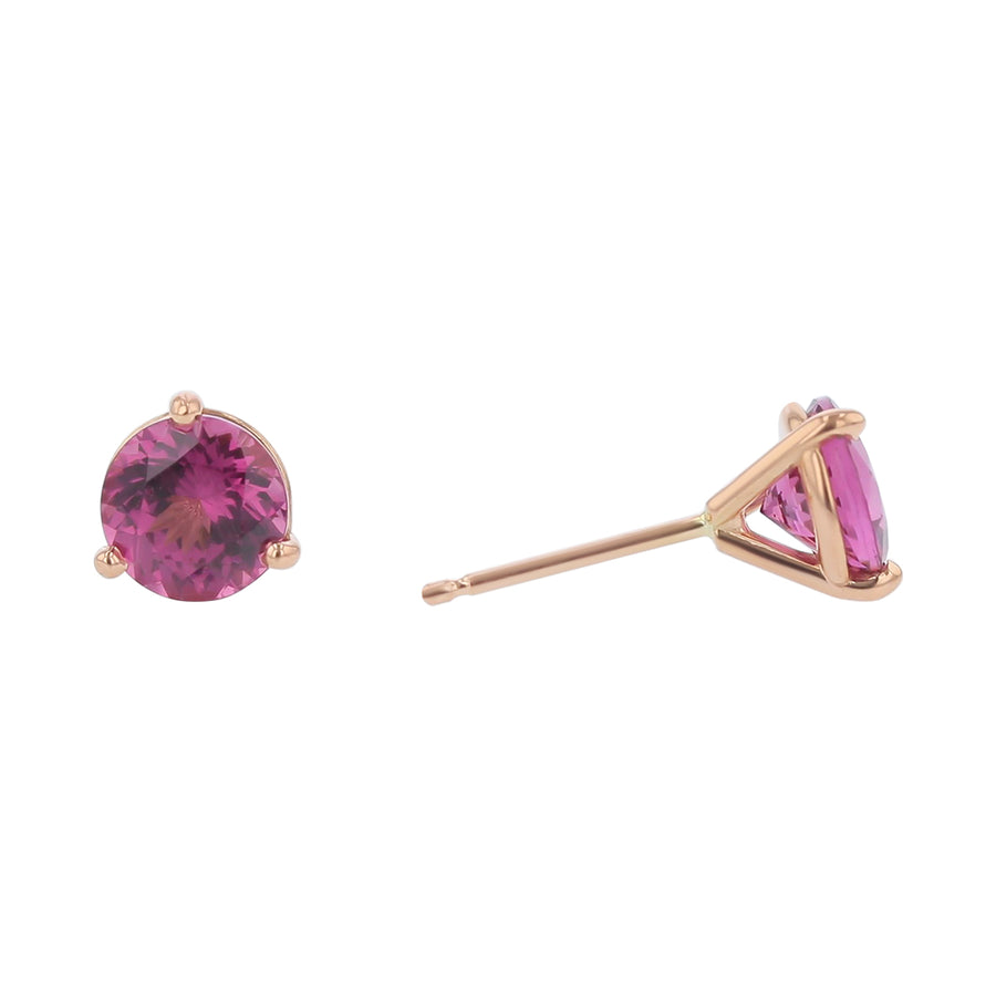 1.99ct Round Umbalite Garnets 3 Prong Stud Earrings in 14K Rose Gold