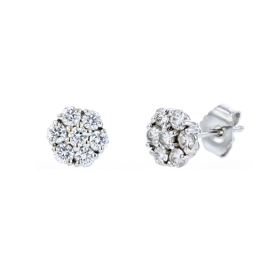 0.42ct Diamond Cluster Earrings in 18K White Gold
