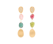 Lunaria 0.16ct Diamond and Multi Color Tourmaline Drop Earrings in 18K Yellow Gold