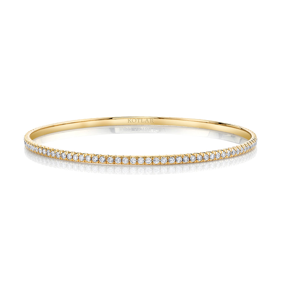 2.67ct Round Diamond French Cut Bangle Bracelet in 18K Yellow Gold