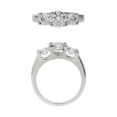 1.01ct Round Brilliant Diamond 3 Stone Ring in Platinum, Size 6.5