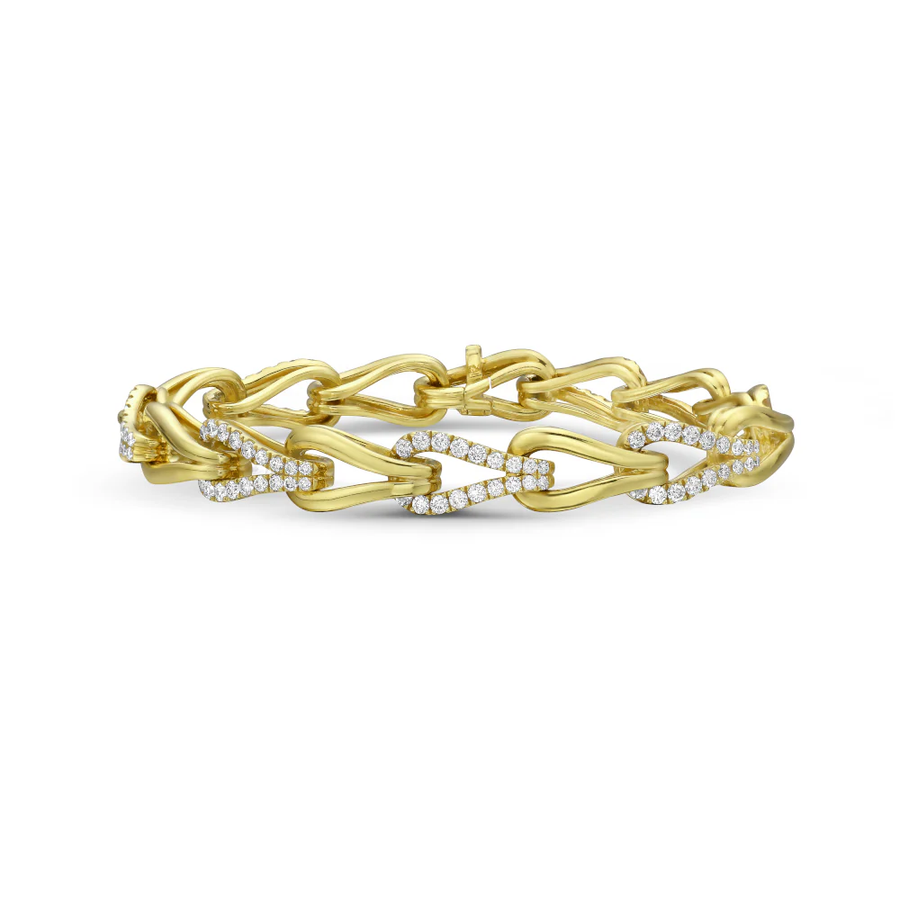 2.49ct Diamond Link Bracelet in 18K Yellow Gold, 7"