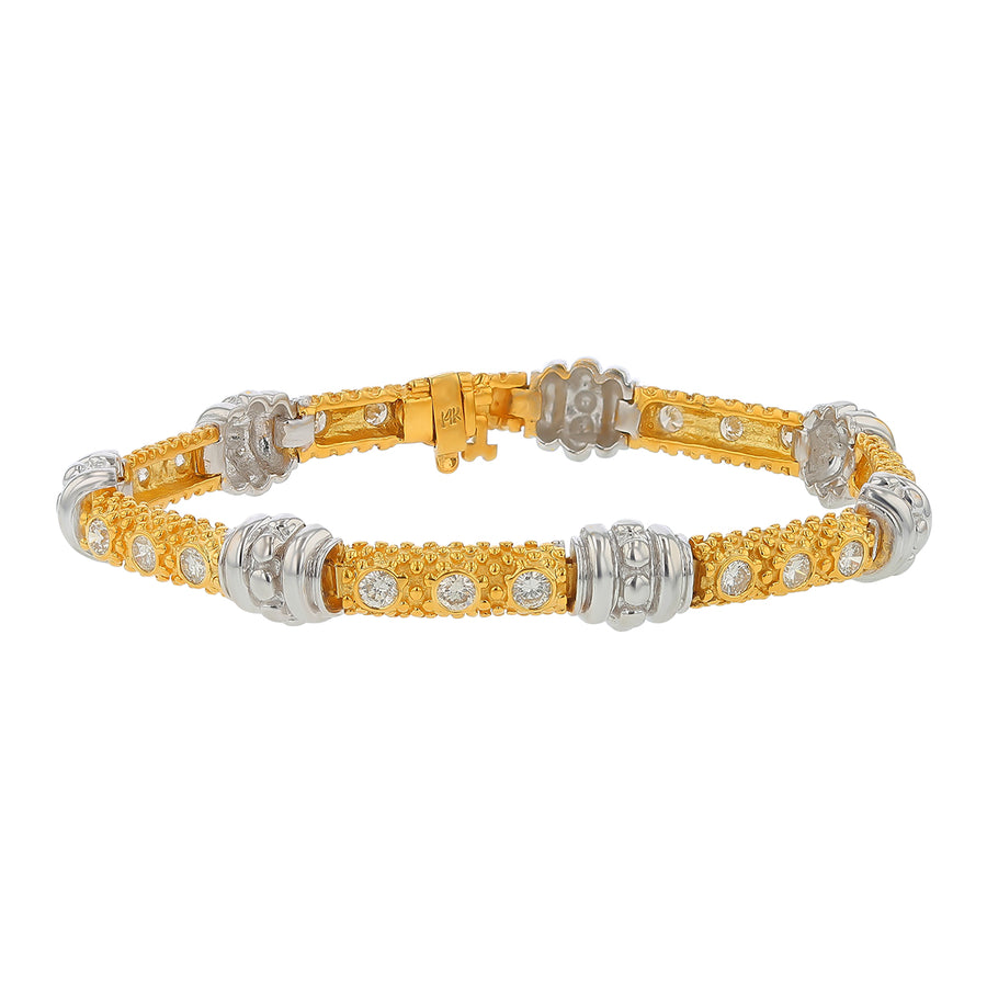 1.47ct Diamond Link Bracelet in 14K Yellow and White Gold, 7"