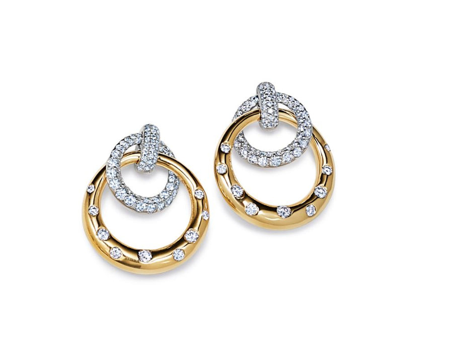 Cobblestone 1.50ct Diamond Interlocking Earrings in 18K Yellow and White Gold