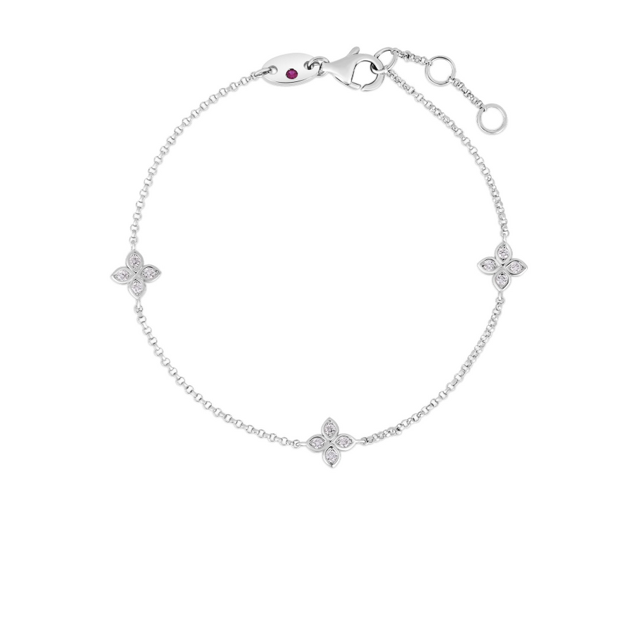 Love by the Inch Diamond 3 Station Bracelet in 18K White Gold, 7in