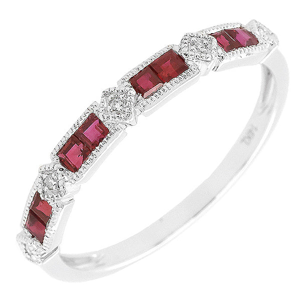0.35ct Ruby and 0.14ct Diamond Ring in 14K White Gold, size 6.5