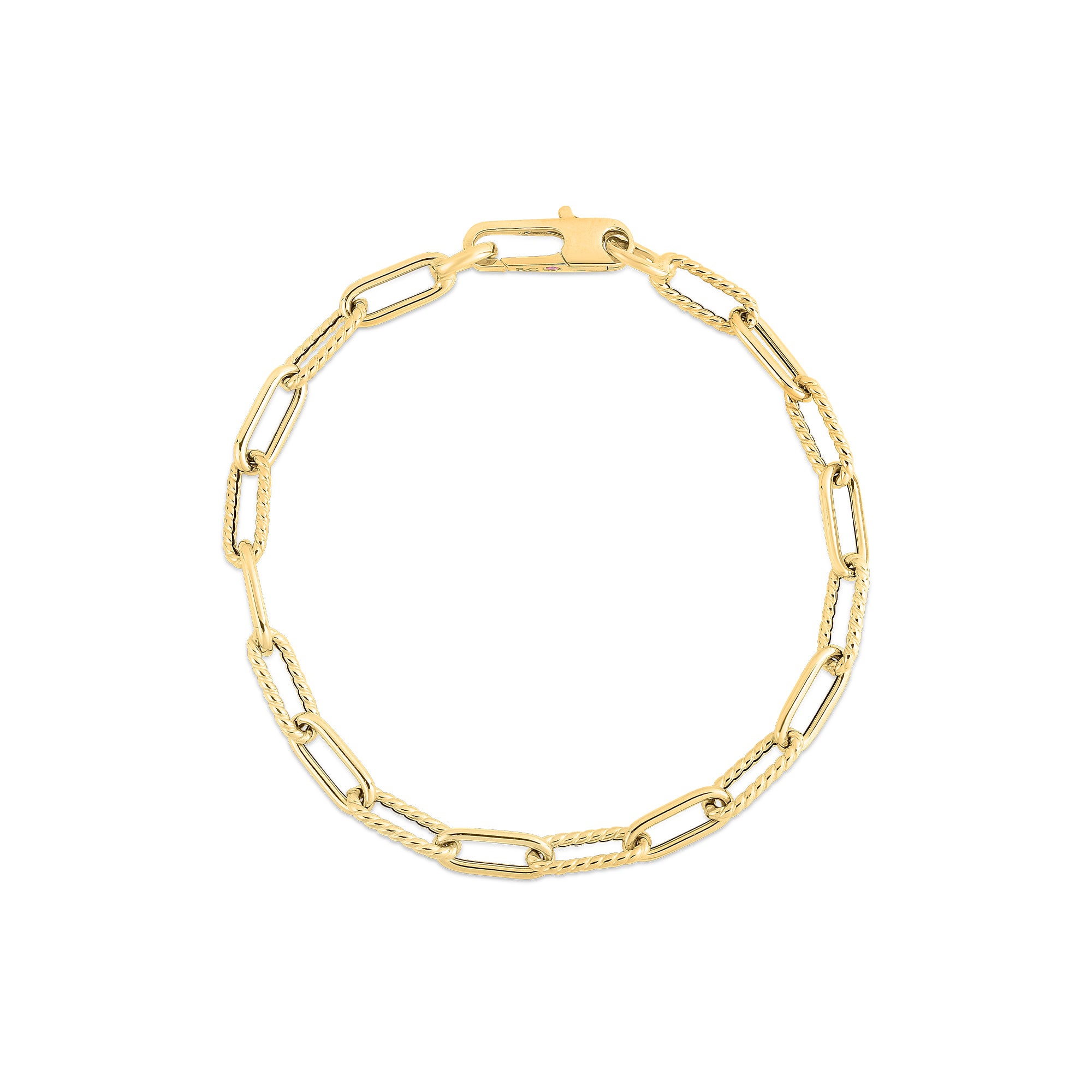 Alternating Paperclip Link Bracelet in 18K Yellow Gold, 7in