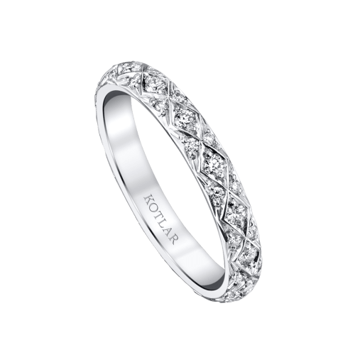 Artisan Pave 0.38ct Diamond Criss Cross Band in Platinum, size 5