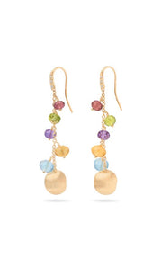 Africa 0.04ct Diamond and Mixed Gemstone Drop Earrings in 18K Yellow Gold