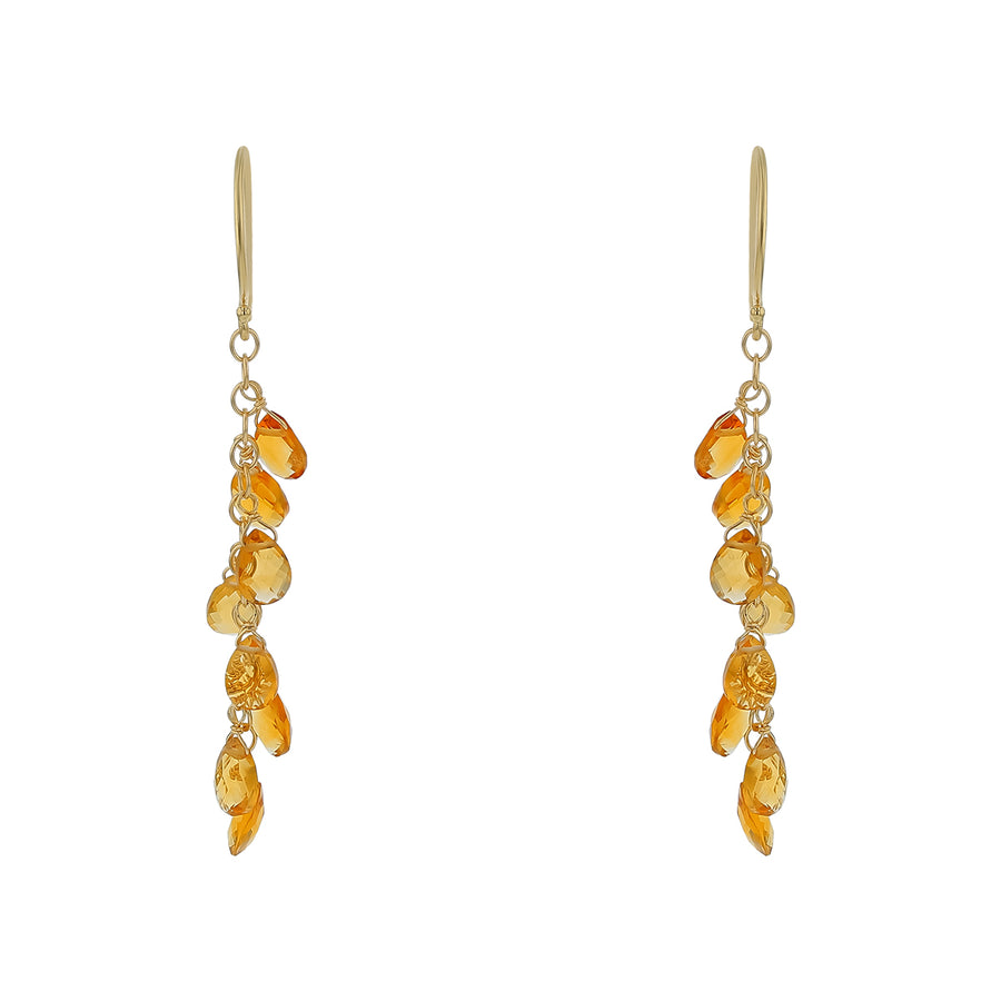 Pear Shaped Citrine Drop Earrings in 14K Yellow Gold with French Wire Tops