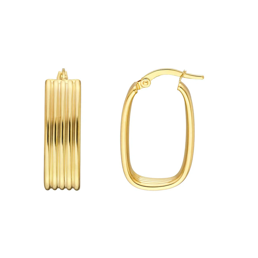 5 Row Cushion Hoop Earrings in 14K Yellow Gold