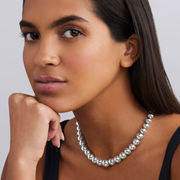Caviar Bubbly Graduated Necklace in Sterling Silver, 16"