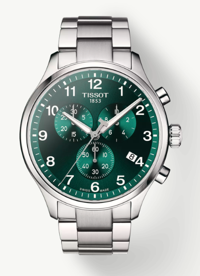 45mm Chrono XL Classic Watch with Green Dial in Stainless Steel