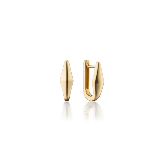 Points North Huggie Hoop Earrings in 18K Yellow Gold