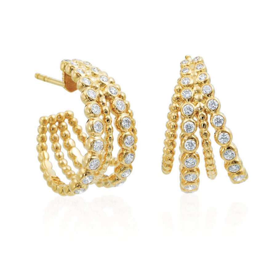 Nutmeg 0.85ct Diamond 4 Row Hoop Earrings in 18K Yellow Gold