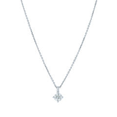0.43ct Round Brilliant Diamond 4 Prong Solitaire Pendant in 14K White Gold, 16-18" chain