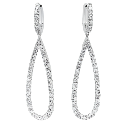 Essential 1.50-1.69ct Diamond Teardrop Earrings in 18K White Gold