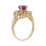 1.48ct Pink Oval Tourmaline and 0.73ct Diamond Halo Ring in 14K Yellow Gold, size 8.25