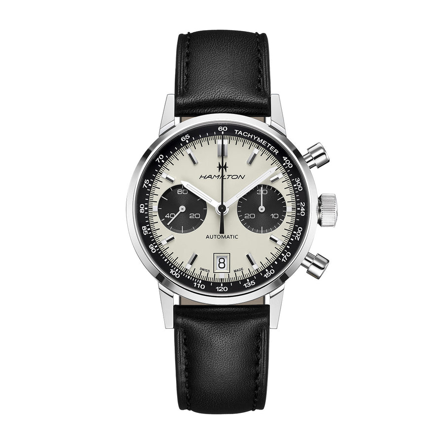40mm American Classic Intra-Matic Auto Chrono Watch with White Dial in Stainless Steel, Strap