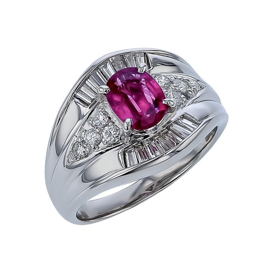 1.01ct Ruby and 0.60ct Diamond Ring in Platinum, size 6