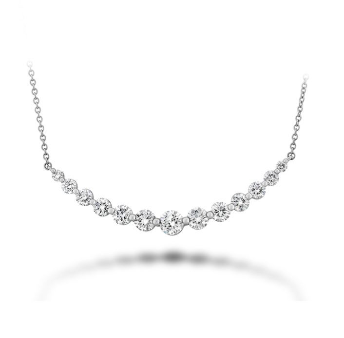 Smile 2.03-2.13ct Diamond Bar Necklace in 18K White Gold, 18"