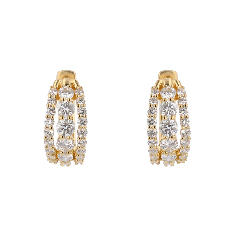 Lyric 1.47ct Diamond Huggie Hoop Earrings in 18K Yellow Gold