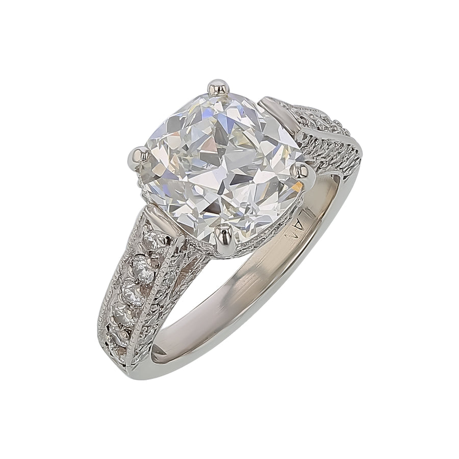 3.03ct Diamond and 0.67ct Diamond 4-Prong Ring in Platinum, size 3.5