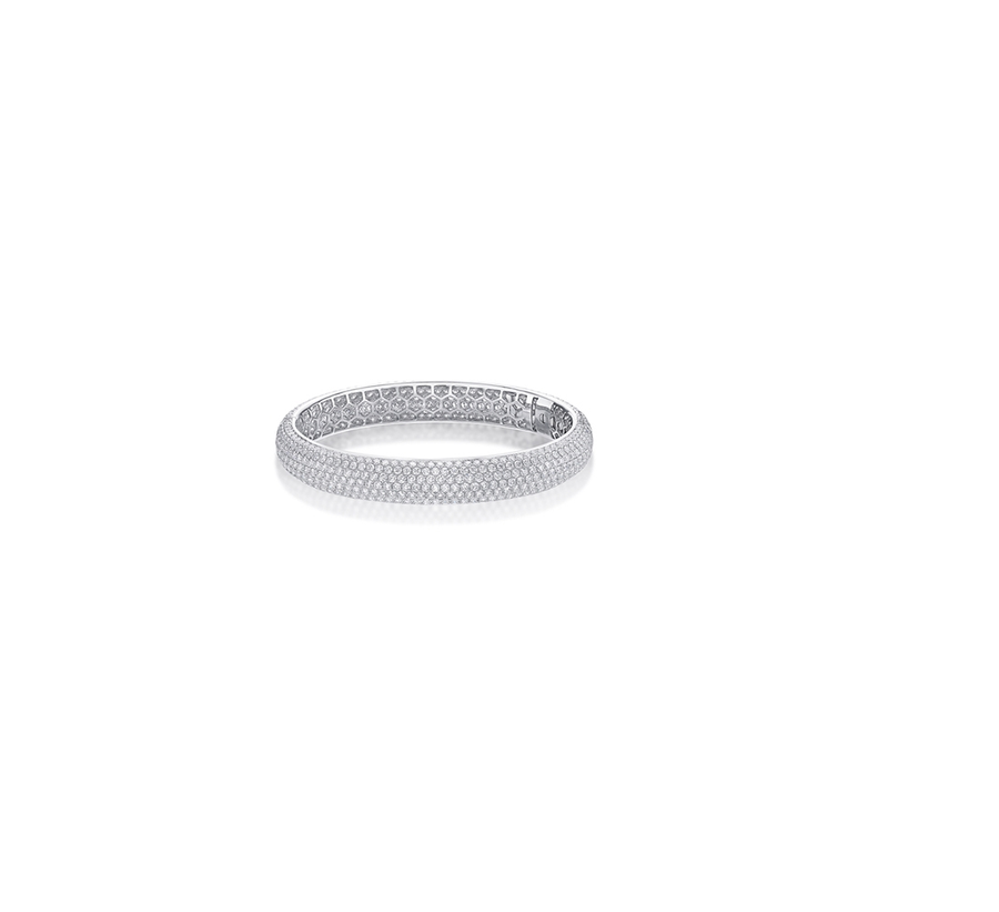 Pirouette 14.78-15.47ct Diamond Pave Bangle Bracelet in 18K White Gold