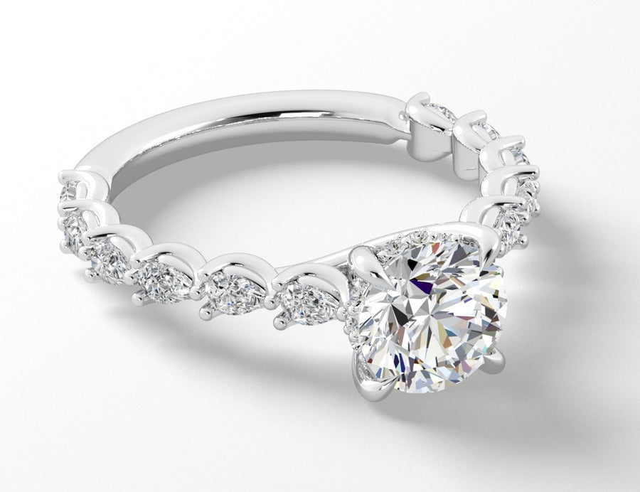 0.44ct Diamond Cathedral Ring Semi Mount in Platinum for 1.50ct Round Center