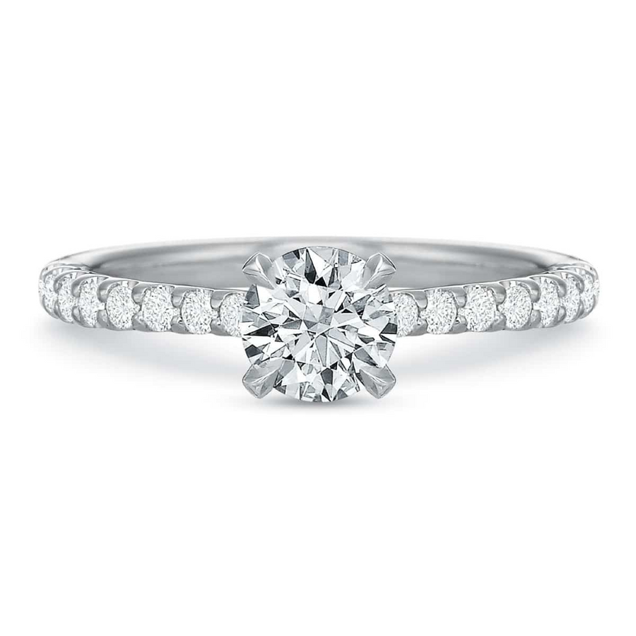 New Aire Round Diamond Semi Mount Ring in 18K White Gold and Platinum for Round Center