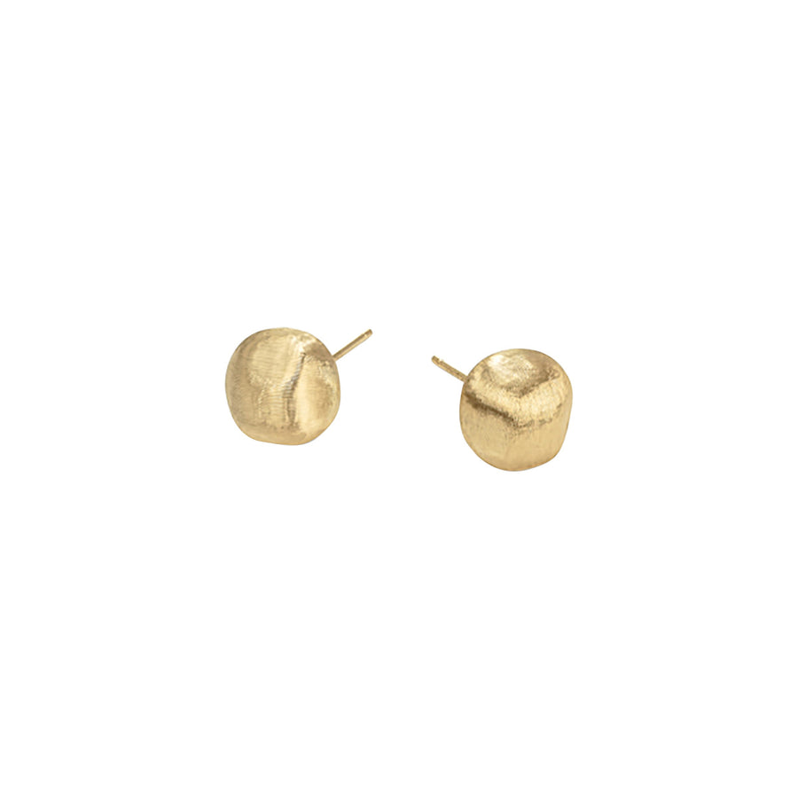 Africa Button Stud Earrings in 18K Yellow Gold