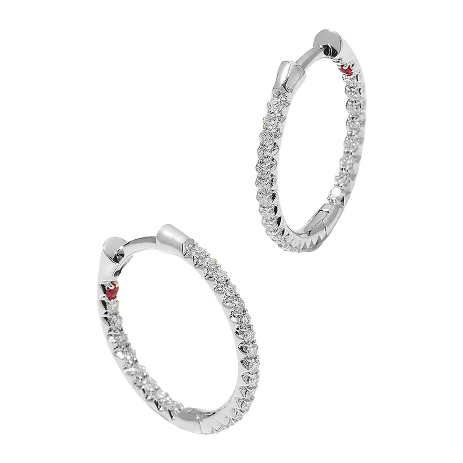 Perfect Diamond 0.40ct Diamond Inside Out Pave Hoops Earrings in 18K White Gold