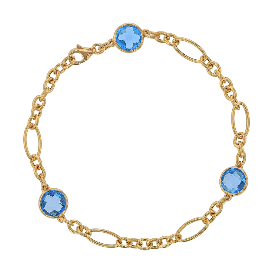 5.47ct Blue Topaz Bracelet in 18K Yellow Gold, 6-7in