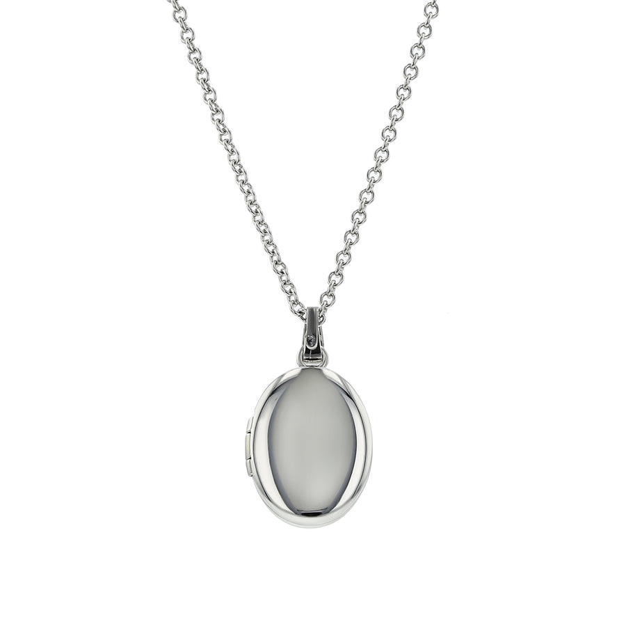 STERLING SILVER OVAL LOCKET WITH 15" CABLE CHAIN
