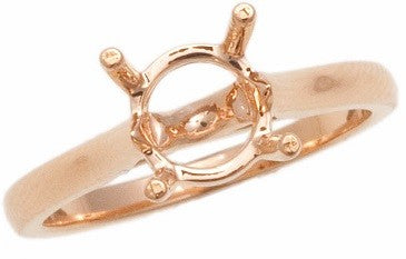 Solitaire Diamond Engagement Ring Setting in 20K Rose Gold for Round Center