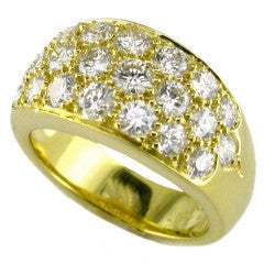 2.20ct Diamond 3 Row Pave Ring in 18K Yellow Gold, size 6.5