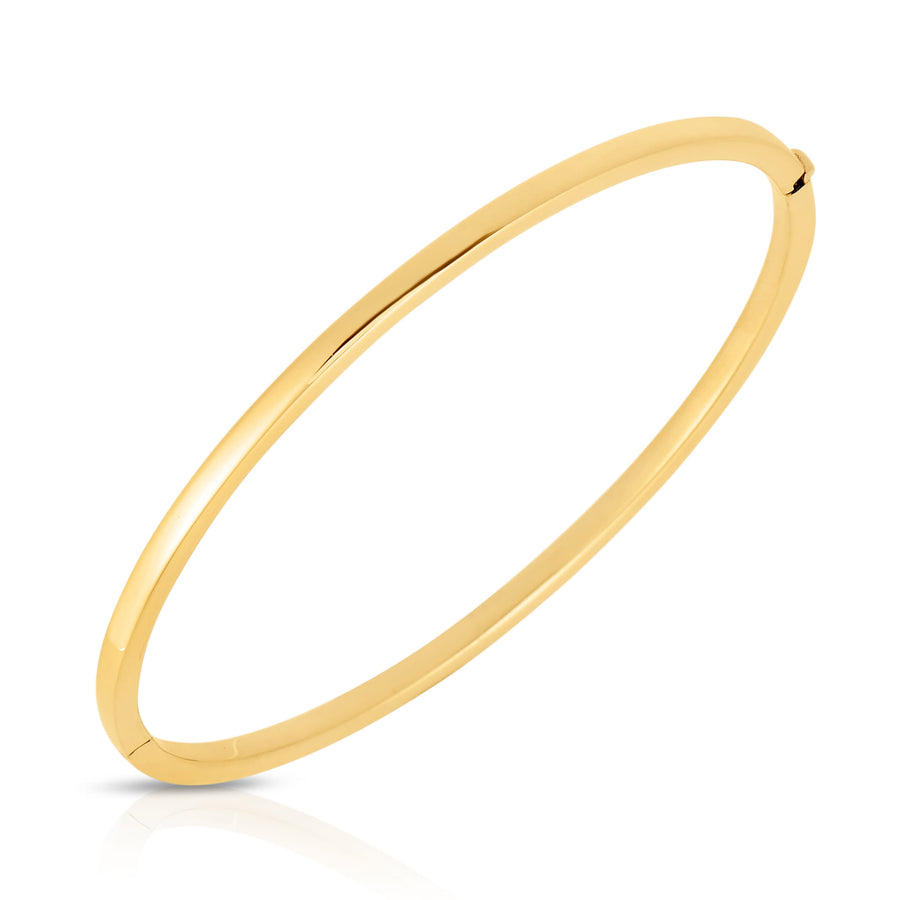 Designer Gold Oval Hinged Bangle Bracelet in 18K Yellow Gold