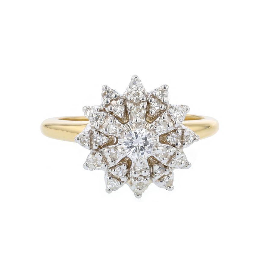 0.45ct Diamond SI-I Cluster Ring in 14K Yellow and White Gold, size 5.5